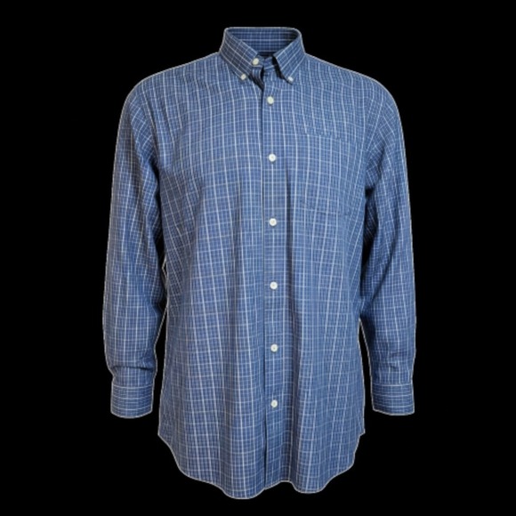 Eddie Bauer Oxford Shirt Mens L Legend Wash Button Down Cotton Casual Blue Plaid - Picture 2 of 13